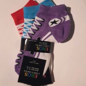 Adult Novelty Socks Tennis shoe design Purple, Blue, Red